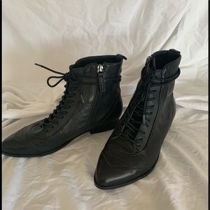 Kelsi Dagger Brooklyn flat black leather bootie size 8